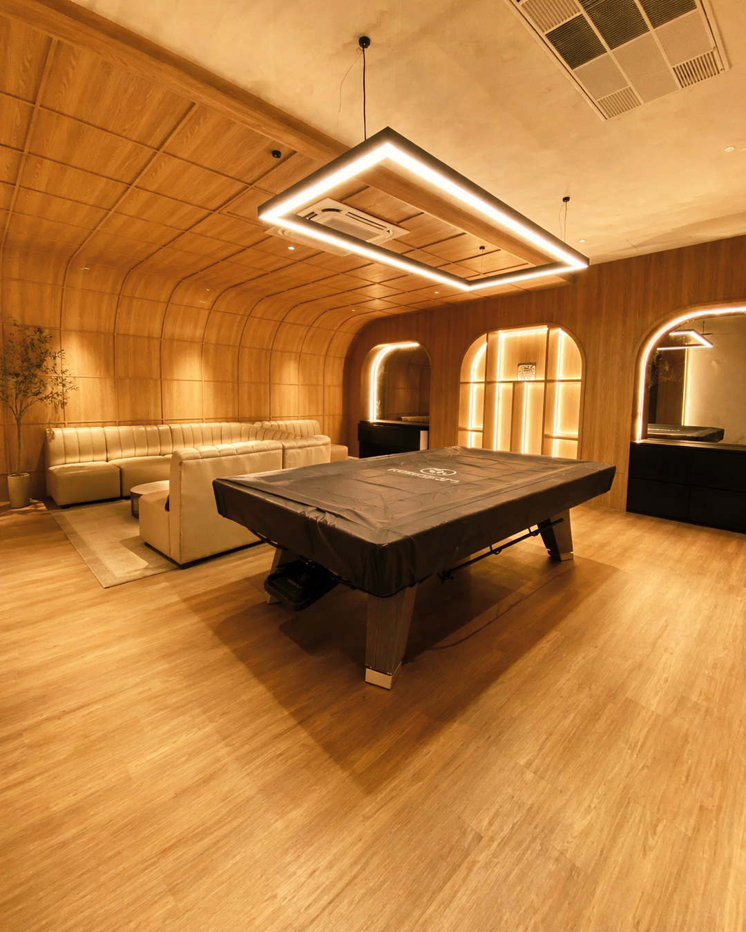 Pool Table Modern Lounge in Warm Ambience