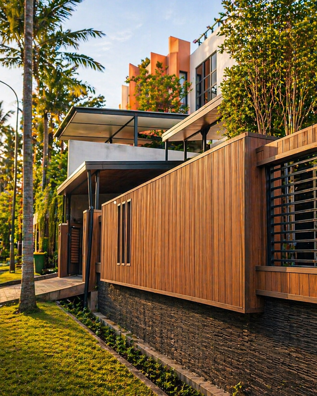 Modern House at Golden Hour — WPC Cladding